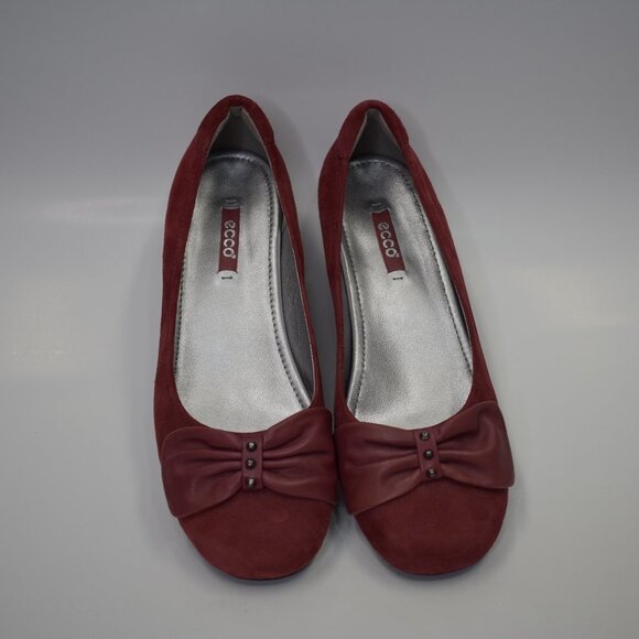 ECCO BURGUNDY SUEDE FLATS SHOES SZ EUR 39 US 8 - Picture 6 of 11